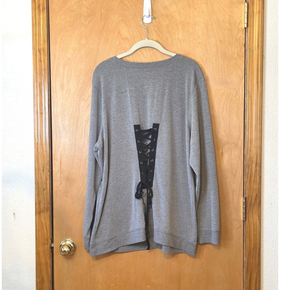 Torrid Active Gray Lace Up Back Corset Athleisure Top Sweatshirt Plus Size 3 3X